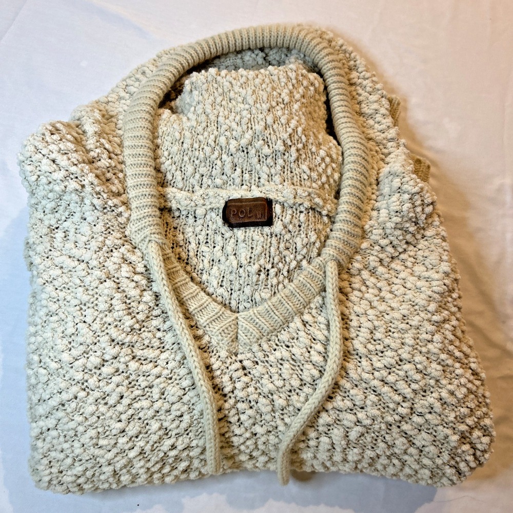 POL Hoodie Sweater Womens Size M Ivory Popcorn Tecture Oversize Slouchy Casual - Picture 7 of 7